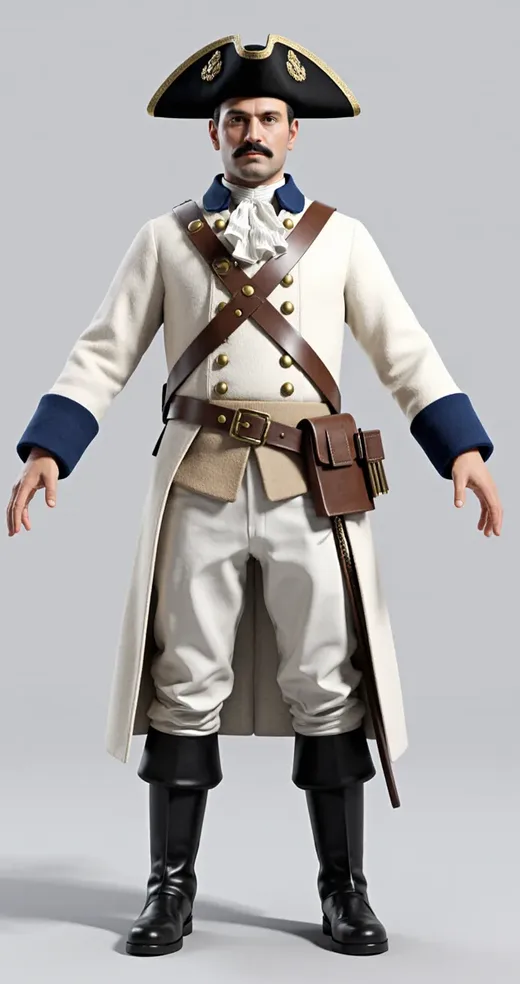A Spanish colonial soldier in a white coat